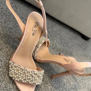 Chi Chi London Pink Pearl Embellished Heels